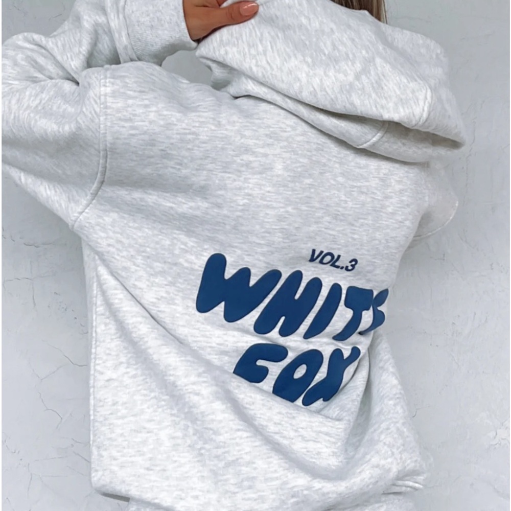 ❌sold❌ white fox vol. 3 hoodie blue and grey